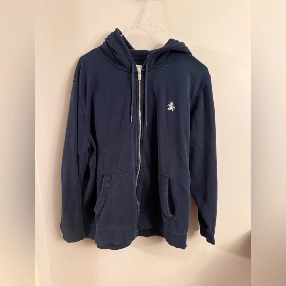 Original Penguin Full Zip Sweatshirt Hoodie Navy Men’s XL